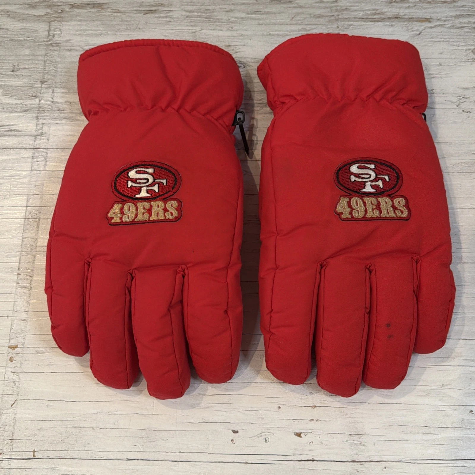 Vintage 90s NFL San francisco 49ers Winter Snow Cold Weather Gloves Sz Large