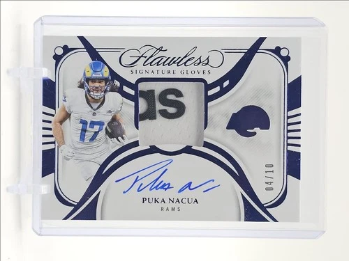 PUKA NACUA 2024 FLAWLESS PATCH AUTOGRAPH SAPPHIRE RAMS AUTO /10 Q6746