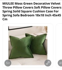 Miulee Moss Green Velvet Throw Pillow Covers 18x18 In