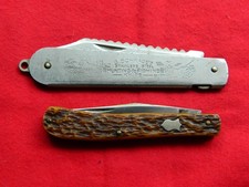 2 Vintage George Schrade 1929-1956 Bridgeport Conn USA Bone Knife