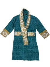 Versace Home Bath Robe XL Teal Gold Medusa Ba...