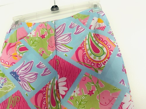 Vtg Lilly Pulitzer Girls Crop Straight Pants Vibrant Floral Retro Capri Size 8 - Picture 3 of 8
