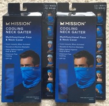 Mission Cooling Neck Gaiters Blue Unisex One Size lot of 2 NEW