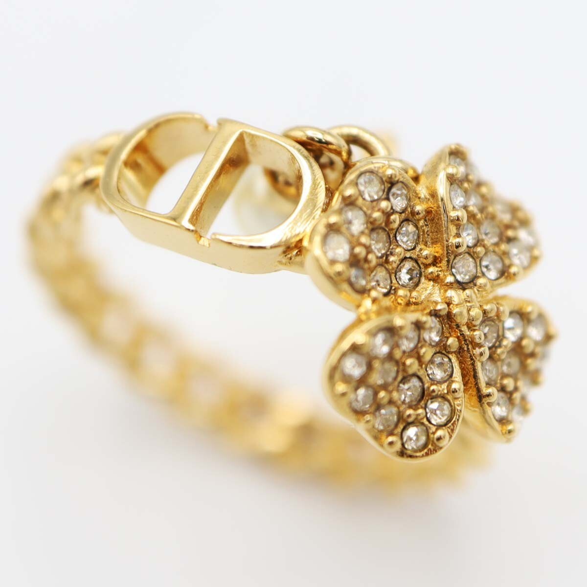 ディオール　リング　クローバー　11号 Christian Dior Ring D-clover Clover Star Resin Pearl US Size 7