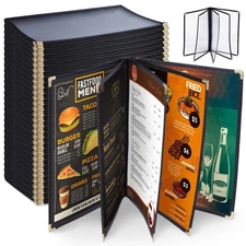 WeChef 30 Pack Menu Covers 8.5 x 14" Book Style 5 Pages 10 Views Restaurant Club