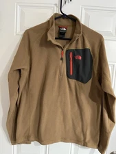 The North Face Polartec Classic 1/4 Zip Fleece Jacket Tan Pullover Men's M