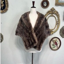 Vintage 1950s Humboldt Furriers Real Mink Stole Shawl - Brown
