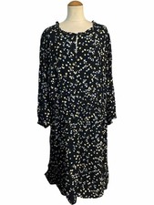 Loft Ditsy Floral Print Midi Tea Dress Black Size 22