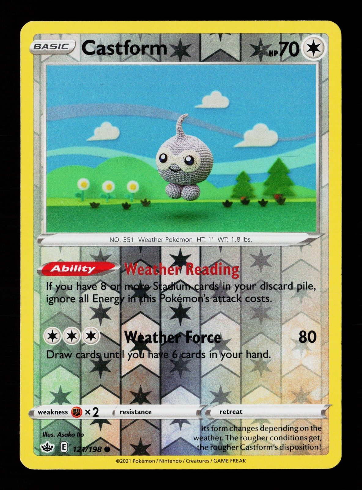 Castform 121/198 Reverse Holofoil Chilling Reign Pokemon Card -B8