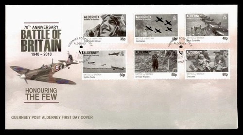 DR WHO 2010 ALDERNEY GUERNSEY FDC WWII BATTLE OF BRITAIN ANIV COMBO w29649