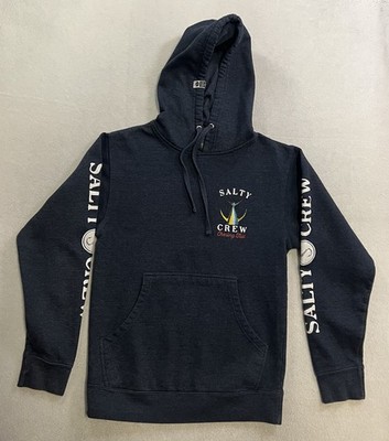 Salty Crew Chasing Tail Hoodie Men's Size Small Blue Faded Graphic Back Logo