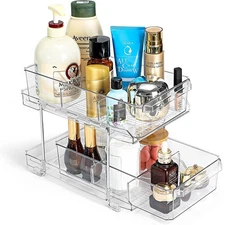 2-Tier Deluxe Tiered Acrylic Cosmetic/Bath/Pantry/Fridge/Sink Drawer Organizer