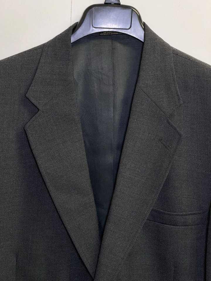 Vintage Stafford Hopsack Mens Size 44L Blazer Wool Blend Grey Sport Coat Jacket - Image 2 of 4