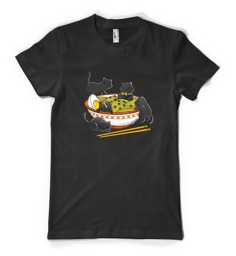 Kitty Cat Kitten Japanese Ramen Noodles Anime Personalised Adult Unisex T Shirt - Picture 11 of 20