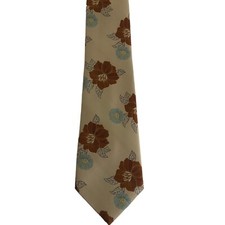 Vintage Neck Tie 1970  s Polyester Floral Beige/Multi Wide