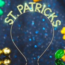 St. Patrick's Day Rhinestone Headband Green Irish Headbands Glitter Letter