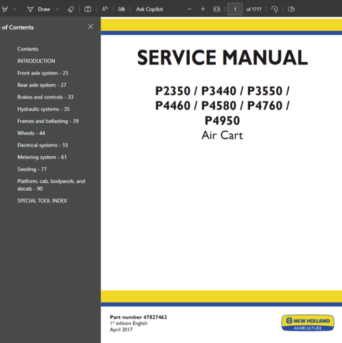 P4760 New Holland Air Cart Planter Repair WorkShop Service Manual PDF on USB - 第 2/3 張圖片
