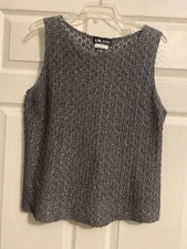 I.N. Studio San Francisco Women's Gray w/Silver Metallic Threads Knit Top XL US