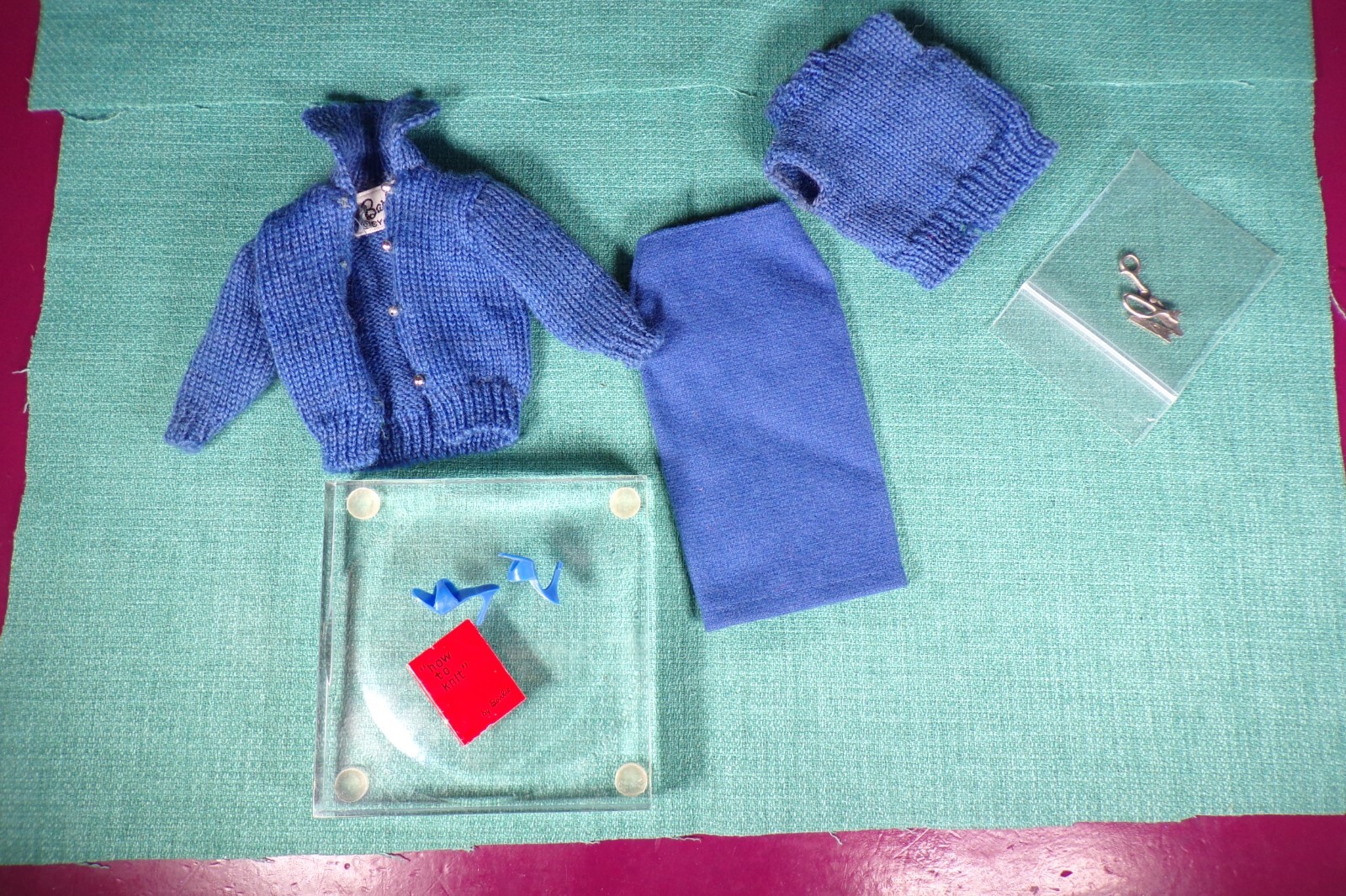 vintage barbie knitting pretty blue 957 great tagged japan shoes