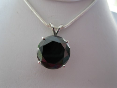 3.97ct NATURAL BLACK DIAMOND NECKLACE/PENDANT,FREE DIA TESTER,CERT,SNAKE CHAIN - Picture 5 of 8