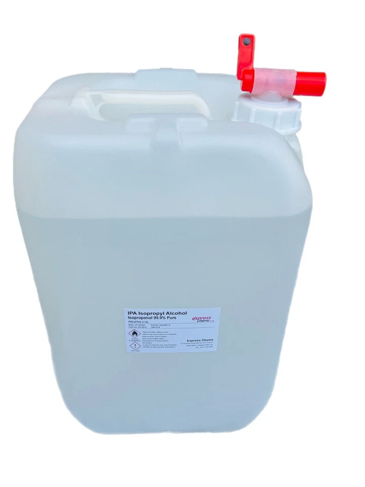 EXPRESS CHEMS Isopropyl Alcohol 25 Litre IPA 99.9% Isopropanol Rubbing 25L Easy Pour Tap