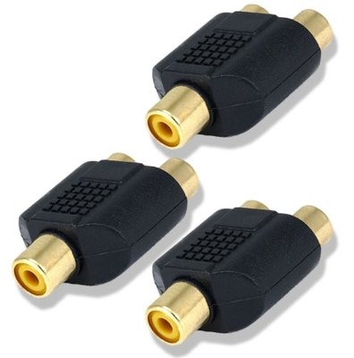 3 Pack Lot RCA Splitter 1 Female to 2 Female AV Audio Video Y Adapter Converter