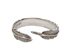 Sterling Silver 925 Feather By Pass Ring Size 10 L498