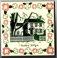 Vintage American Encaustic 6" Valley Forge Tile Landscape, PA. Corked back