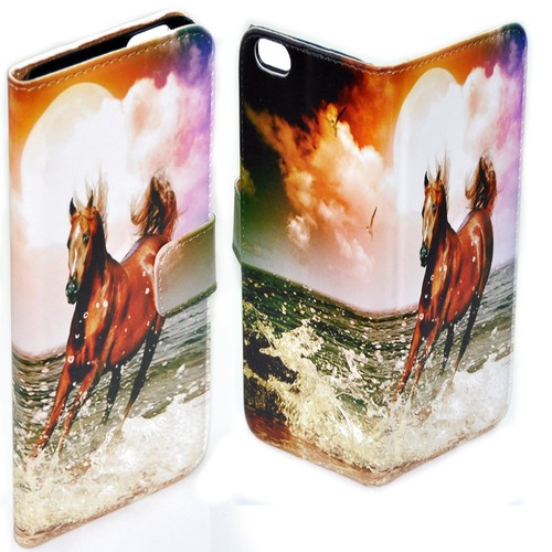 For Apple iPhone Series - Horse Print Flip Wallet Leather Phone Case Cover #1 - Picture 2 of 13