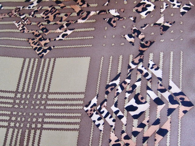 Adrienne Landau Studio Animal and Stripe Print Silk Scarf - 34 x 34 in.