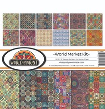 12X12 Paper Kit World Market Different Busy Patterns Floral Squares Colorful