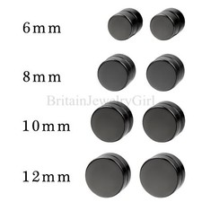 2-8pcs Men Women Black Circle Magnetic Ear Stud Earrings Non-piercing Clip on