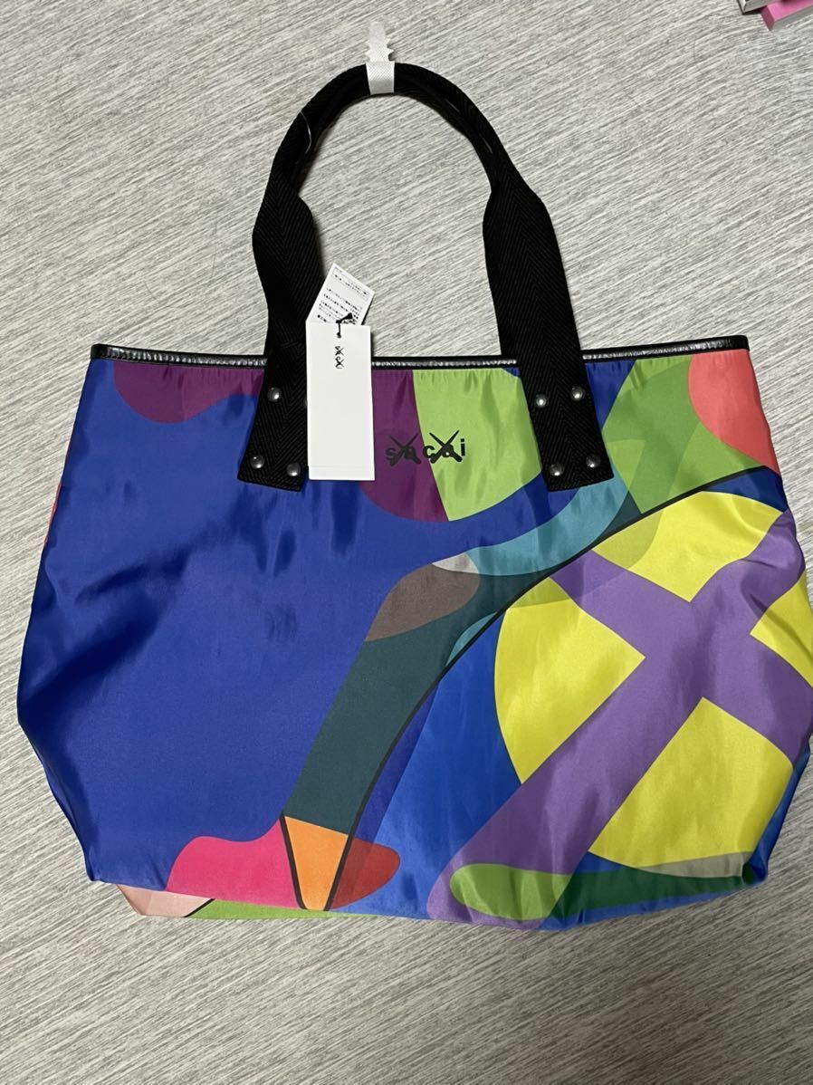 Sacai x KAWS Edition Multicolor Colorblocked Tote Large New Sacai x KAWS Edition Multicolor Colorblocked Tote Large New