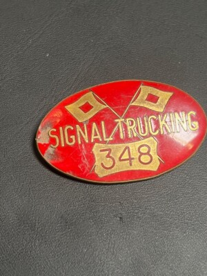 Signal Gas & Oil  Vintage  Enamel and Brass Trucking badge #348