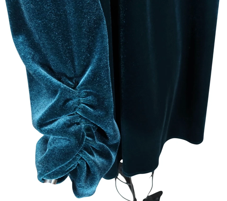 Cárdigan de terciopelo verde azulado frente abierto SUSAN GRAVER talla 2X terciopelo elástico Foto 4 de 4