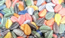 CZECH PRECIOSA BEADS GLASS LEAF OPAQUE SWIRL MIX 15x10mm 50pcs TOP MIDDLE HOLE