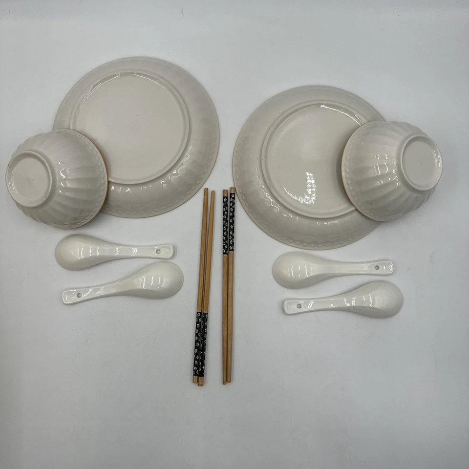 Set Of 12 Ceramic Dinner Set/Tableware NEW Without Box Blue And Yellow - Image 3 of 4