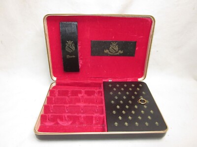 vintage Shields jewelry case organizer box container fluer de lis detail