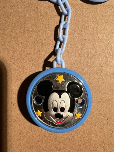 Disney Baby Dummy Holder Silver Laminated Mickey Mouse Design