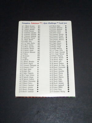 Gym Challenge Unused Card List Pokemon 2000 | eBay