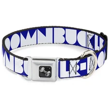Dog Collar Bone BUCKLE-DOWN Shapes Blue/White WIDE-Large 20-31"