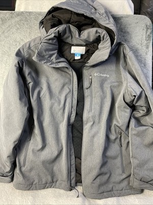 Columbia Men's Gray Hooded Softshell Jacket L Gate Racer Insulated CL92