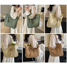 Women’s Summer Beach Straw Tote Bag Large Woven Shoulder Handbag Luxury Bag