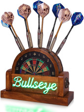 Light up Dart Stand, Wooden Dart Holder with USB Powered Holds 9 Darts, Xmas Bir