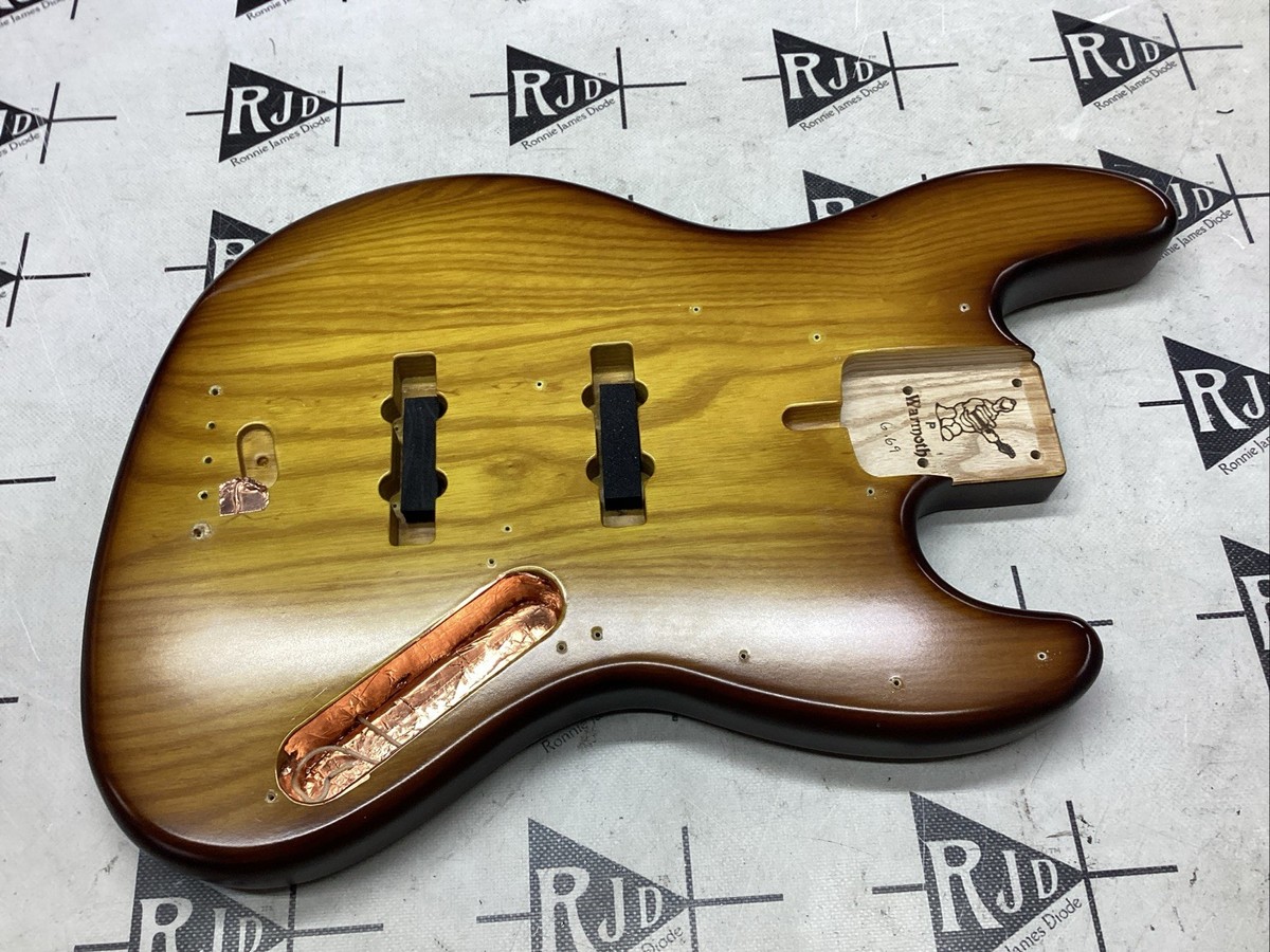 Warmoth J Jazz Style Bass Guitar Body 4 String Sunburst Ash Satin