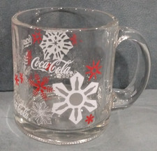 Vintage Coca Cola, Clear Glass Mug, With Snowflakes, 3.5" High