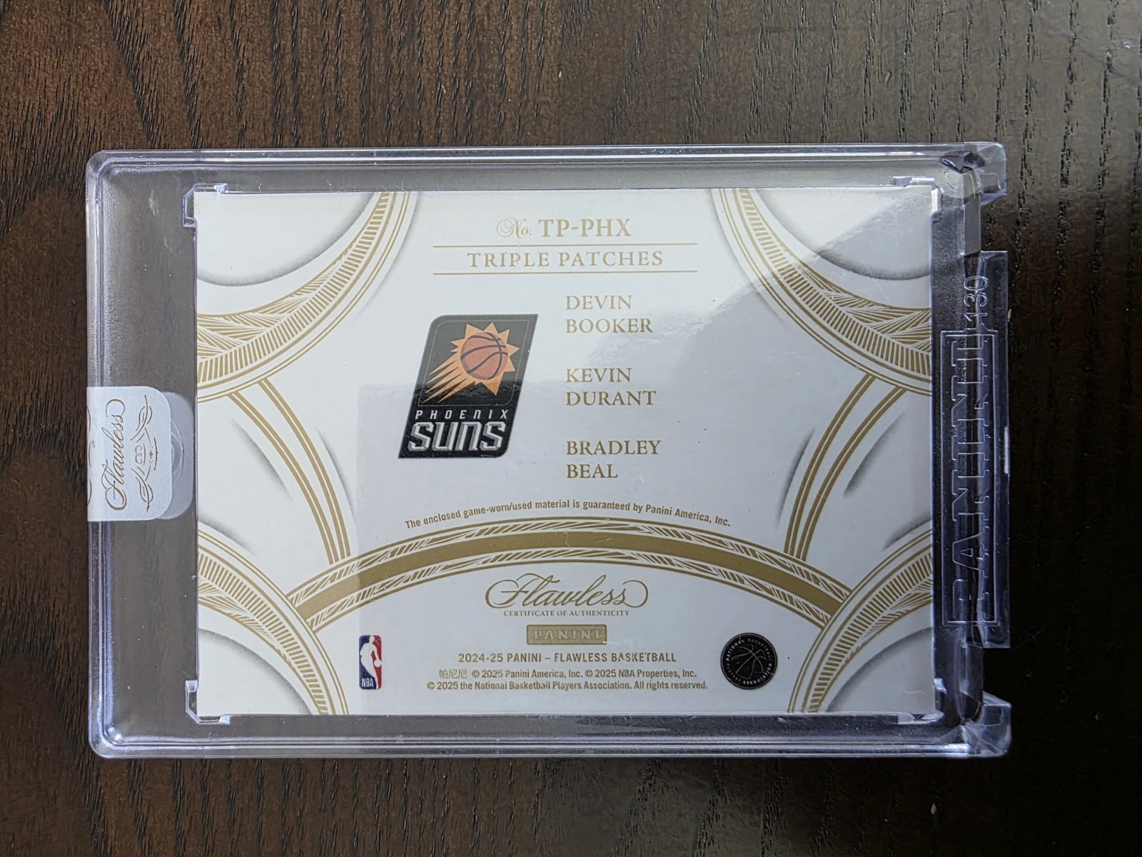 2024 Panini Flawless Booker Durant Beal Fuschia /5 Logoman Laundry Tag view 2