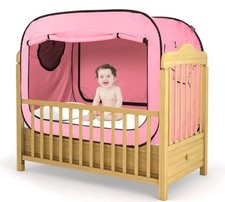 Poray Pop Up Bed Tent For Toddlers 2 Zipper Doors Breathable Mesh Windows