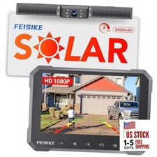 Solar Wireless Backup Camera with 5" 1080P Monitor, 5000mAh 5 Inch