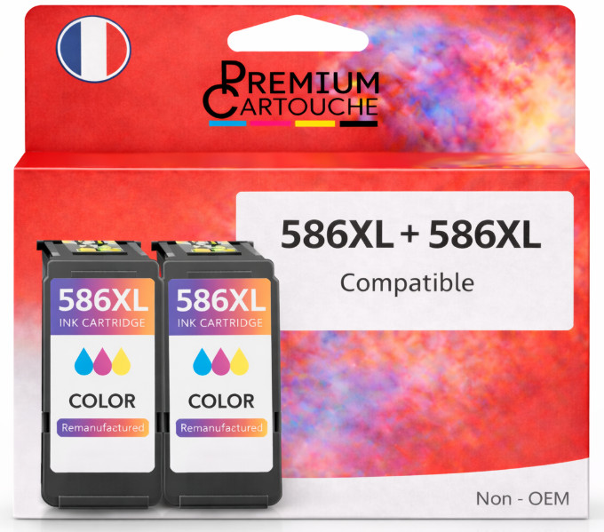 Pack 2 cartouches CL586XL Canon couleur haute capacite pour imprimante PIXMA